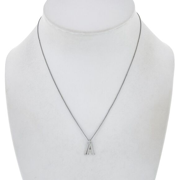 Vintage Silver Tone Letter “A” Pendant Necklace 30"-33" - Picture 2 of 5